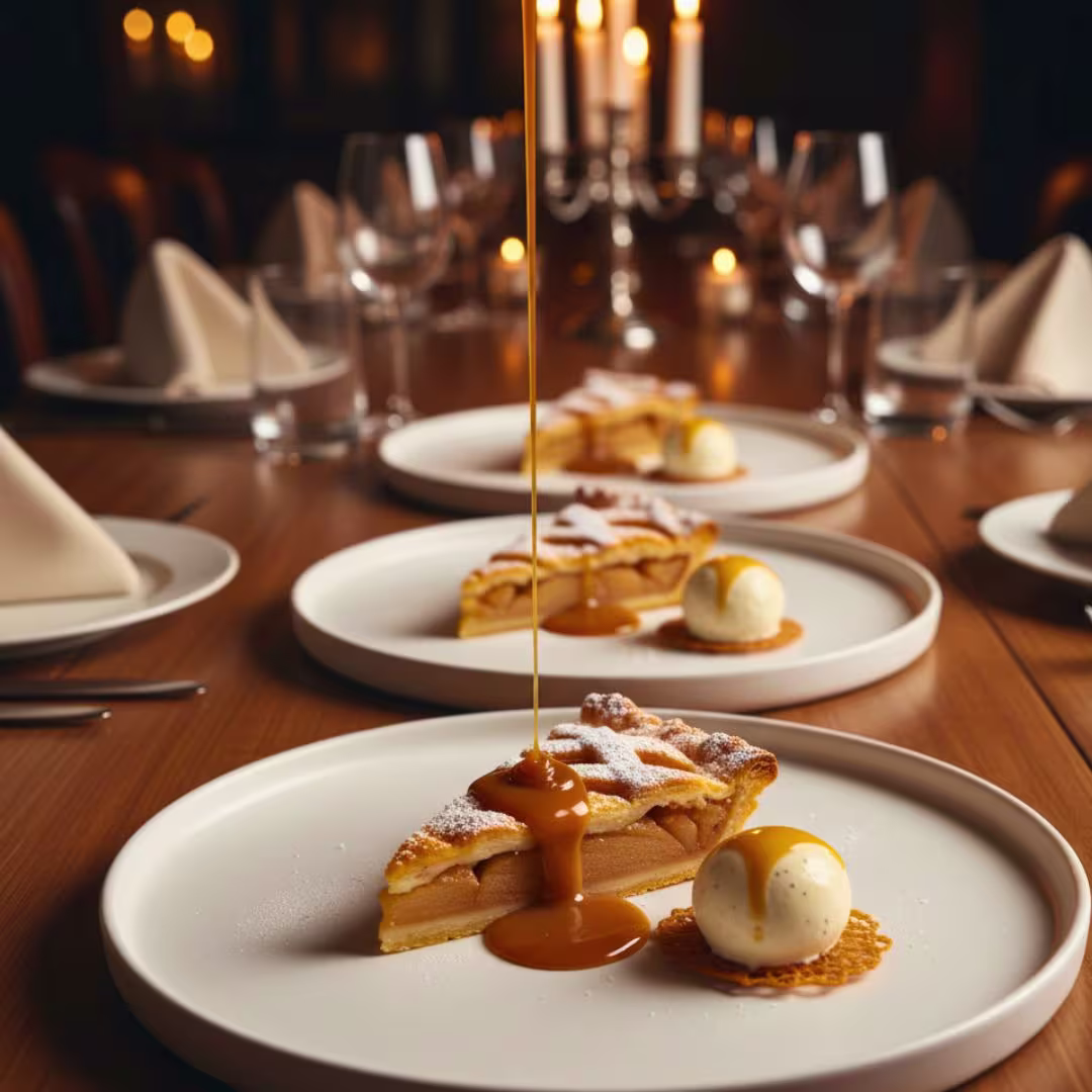 21 Best Thanksgiving Dessert Recipes (Easy, Classic & Crowd Favorites) 51 Plated dessert with ice cream and caramel drizzle