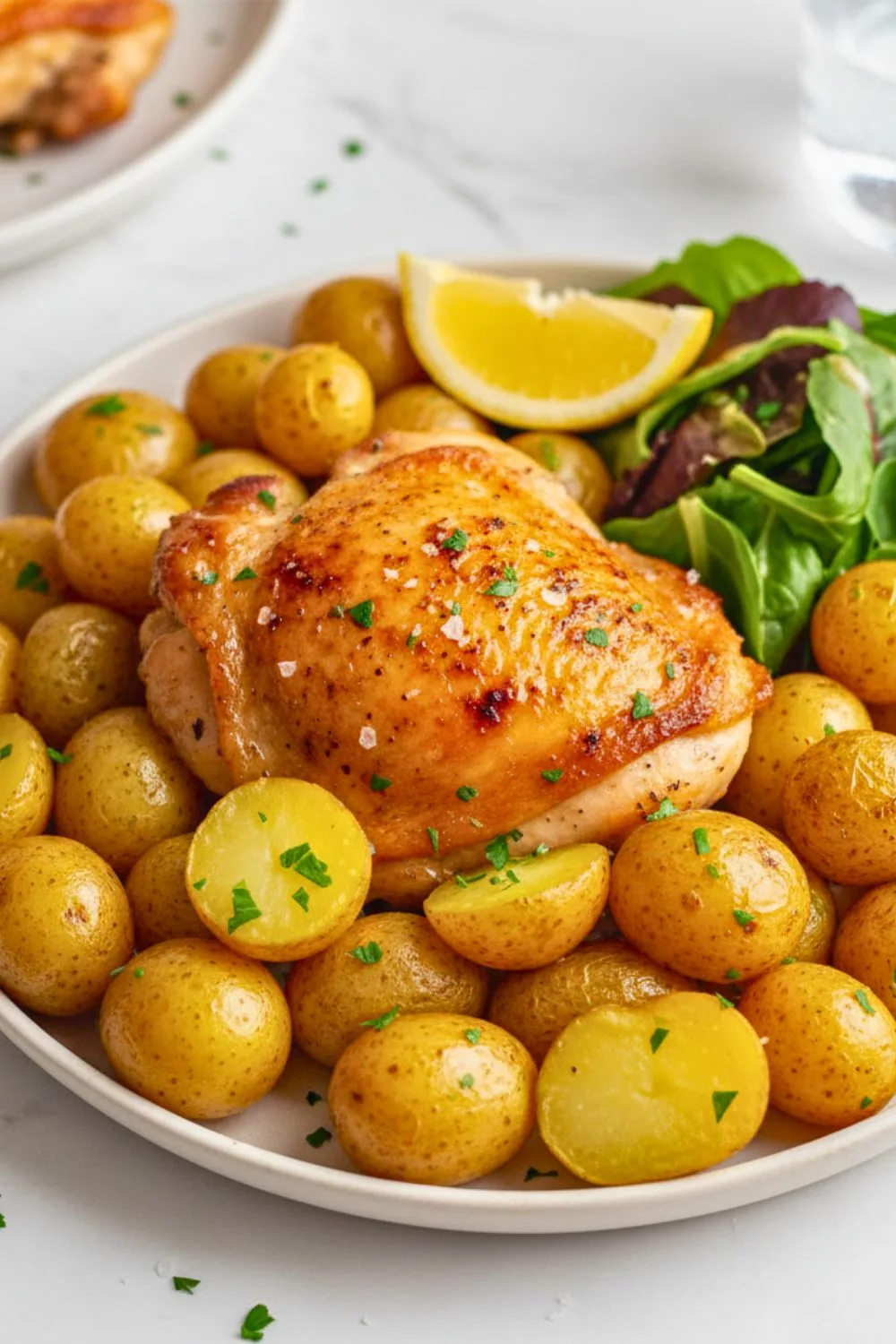 One-Pan Chicken With Golden Potatoes | Easy, Healthy, and Delicious Family Dinner 21 One-pan chicken with golden potatoes served with salad