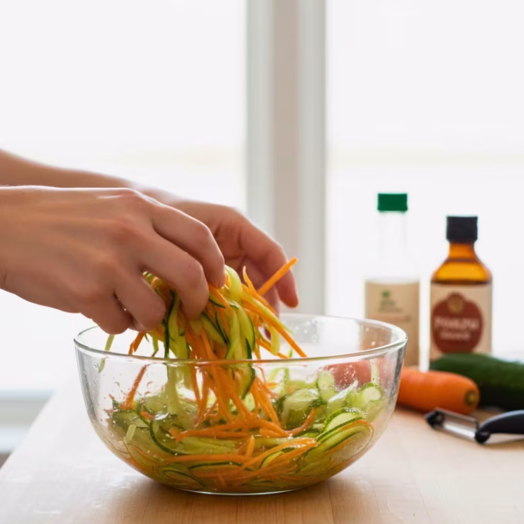 Sesame Salmon Noodle Bowls with Ponzu Sauce | Quick, Healthy & High-Protein Asian Dinner 23 Quick-pickle carrots with ponzu splash