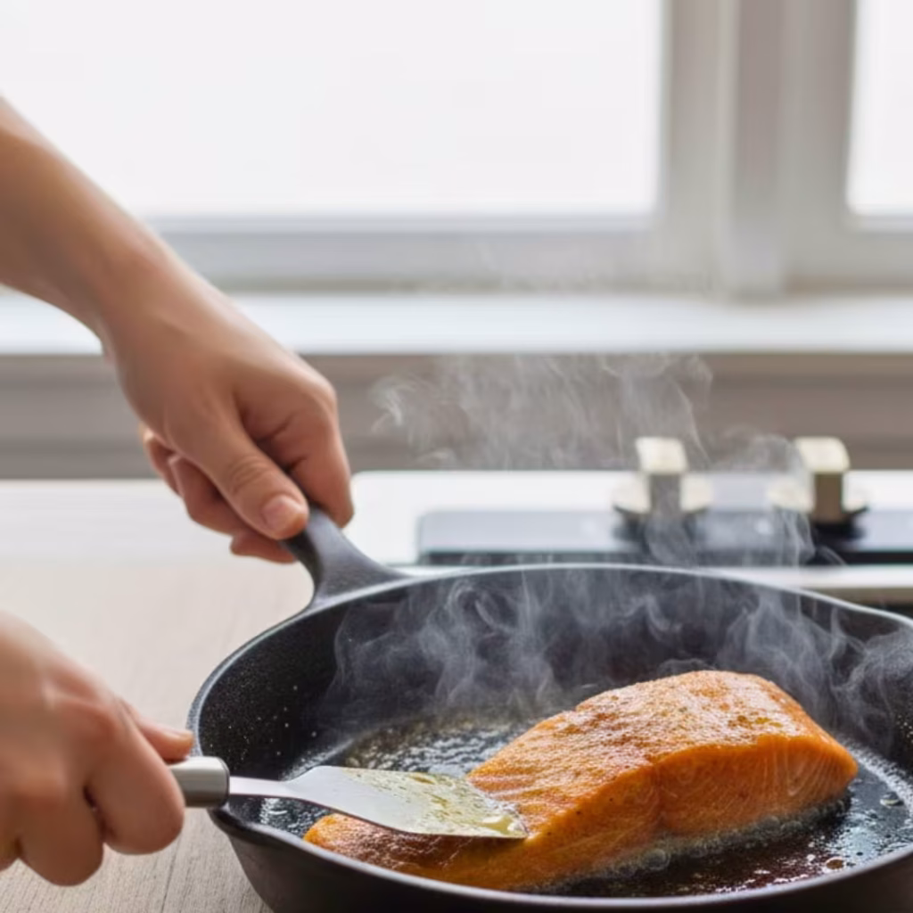 Sesame Salmon Noodle Bowls with Ponzu Sauce | Quick, Healthy & High-Protein Asian Dinner 20 Sear salmon in a hot pan