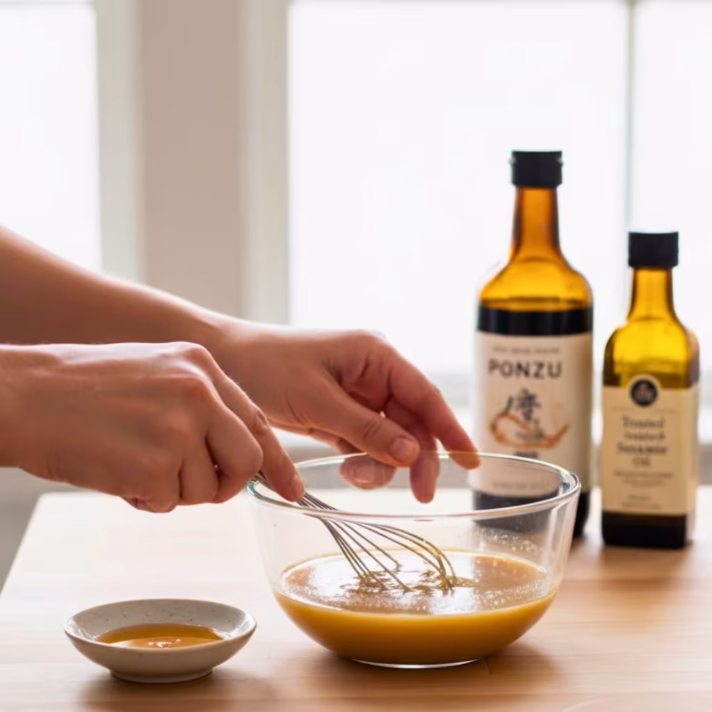 Sesame Salmon Noodle Bowls with Ponzu Sauce | Quick, Healthy & High-Protein Asian Dinner 24 Whisk ponzu dressing in a bowl