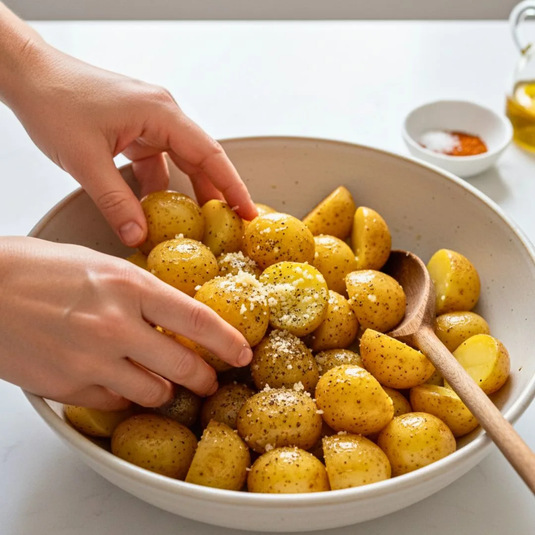 One-Pan Chicken With Golden Potatoes | Easy, Healthy, and Delicious Family Dinner 16 Halved golden potatoes tossed in olive oil and seasonings