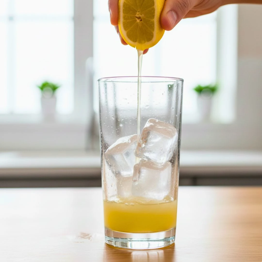 Fresh lemon being squeezed