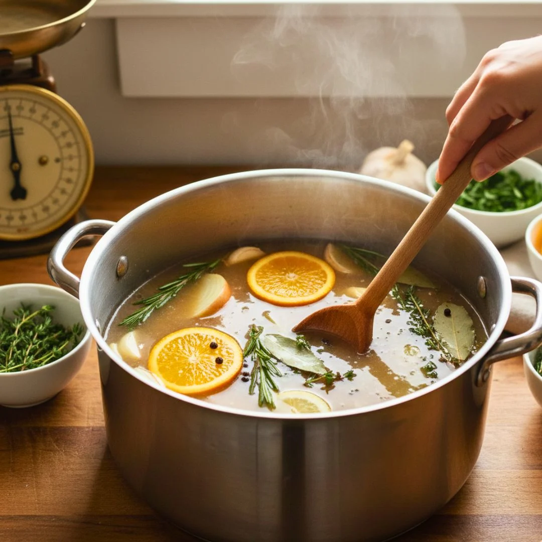 Aromatics for turkey brine - oranges, thyme, rosemary
