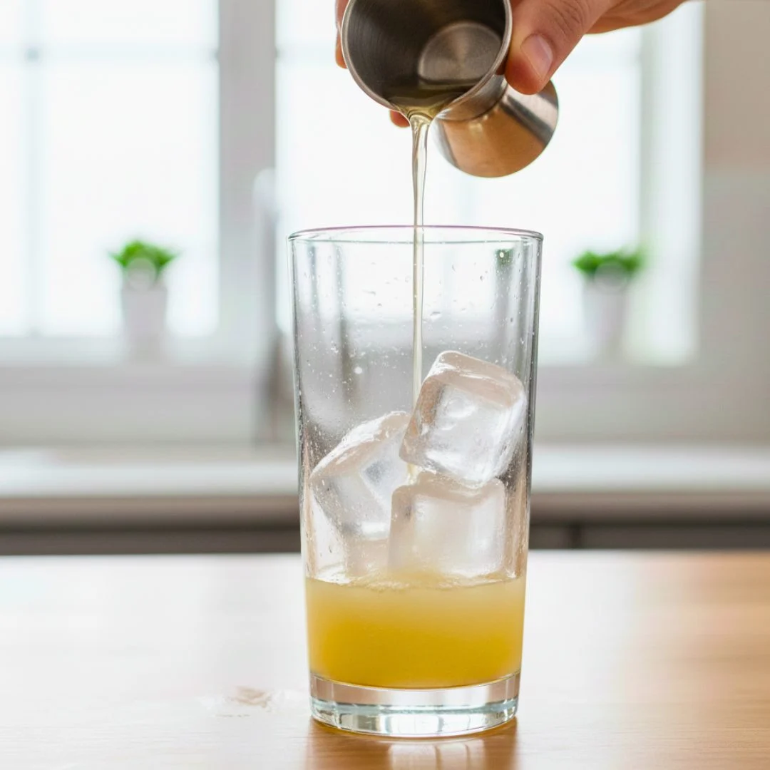 Measuring simple syrup for cocktail