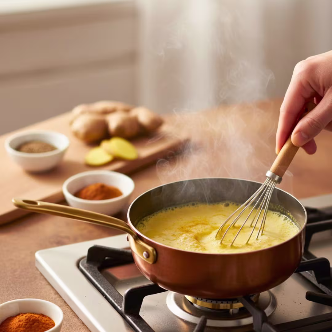 Adding turmeric and spices