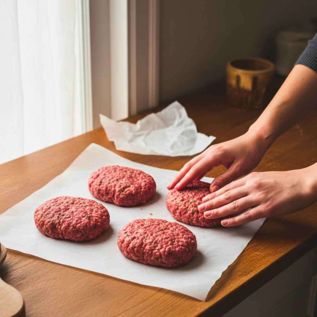 Shaping and forming Salisbury steak patties