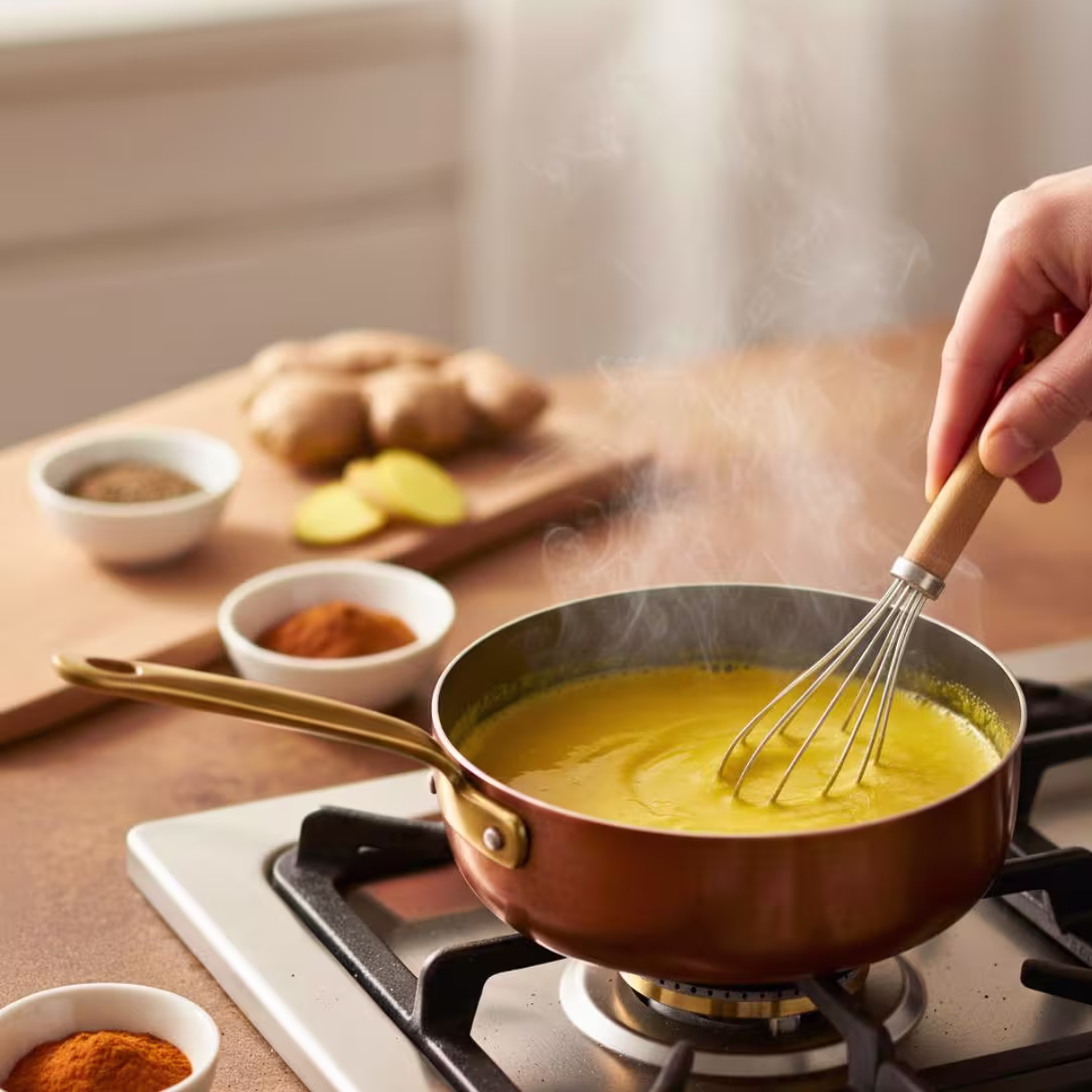 Simmering golden milk