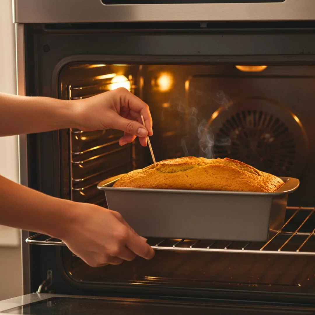 Baked pumpkin marble loaf cooling on a wire rack — golden crust