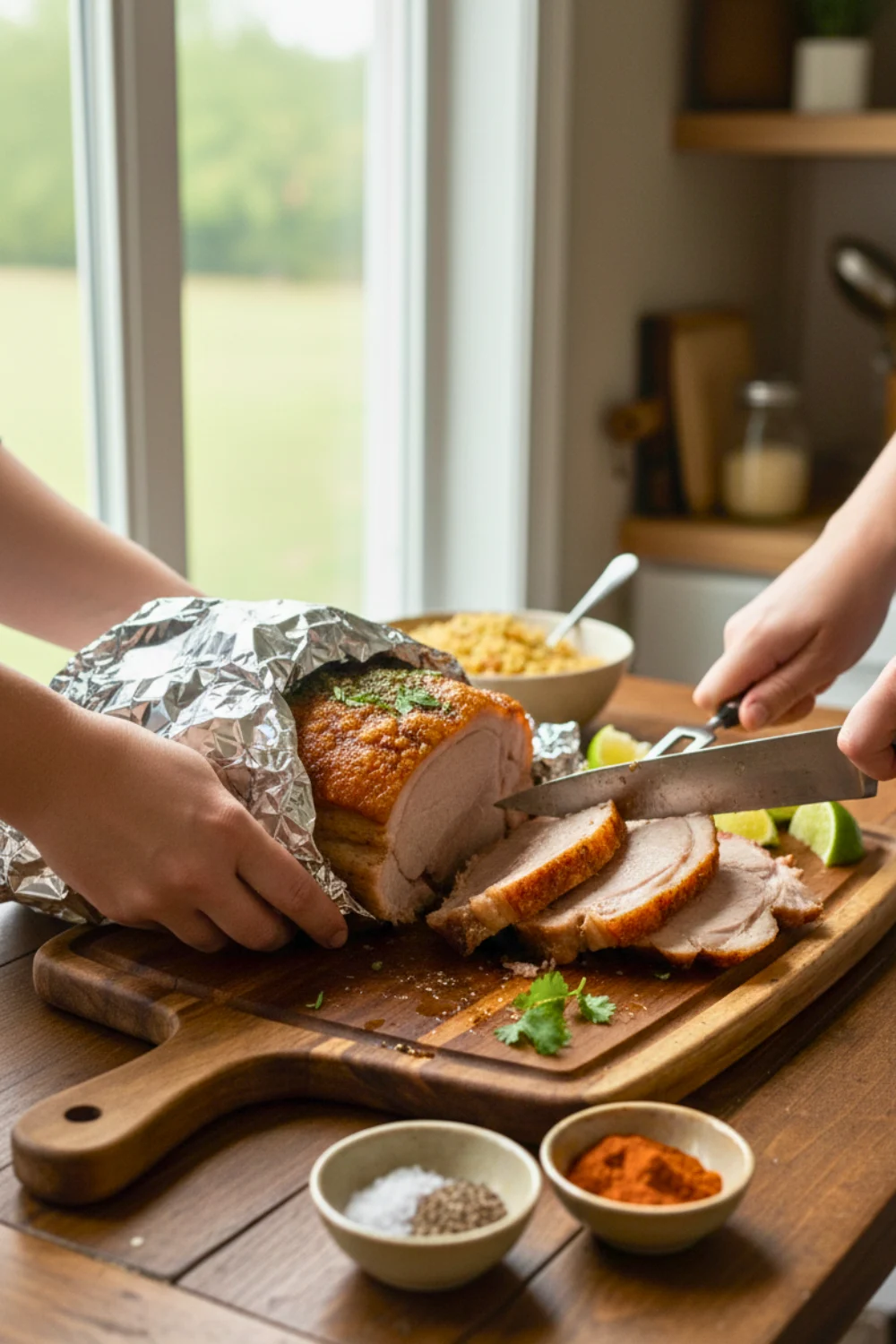 Step 7 - rest pernil before carving for juicy results