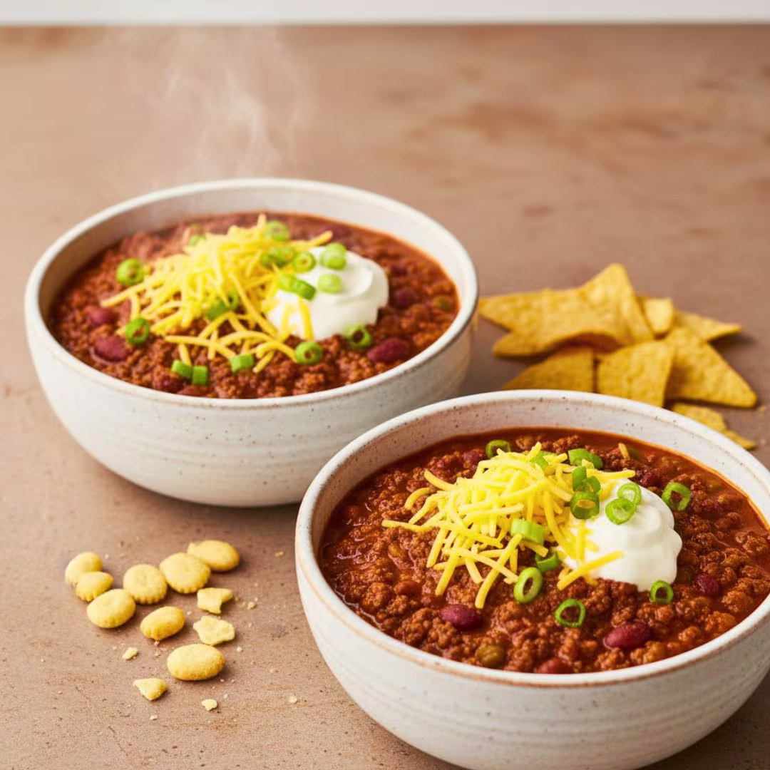 Bowl of Wendy's style chili topped with cheese