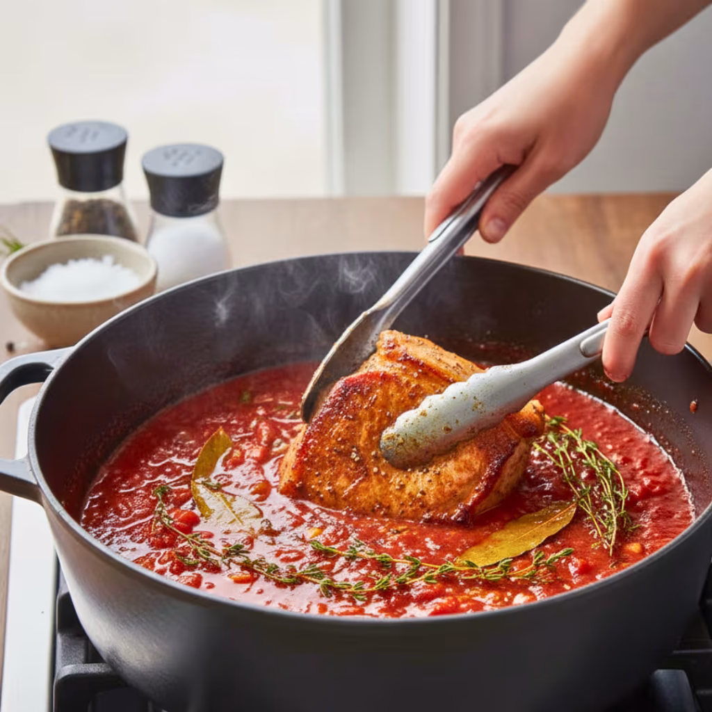 Deglaze with Wine & Add Tomatoes