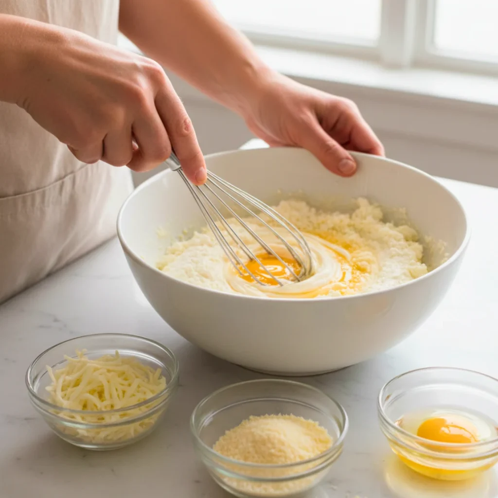 Mixing ricotta and eggs