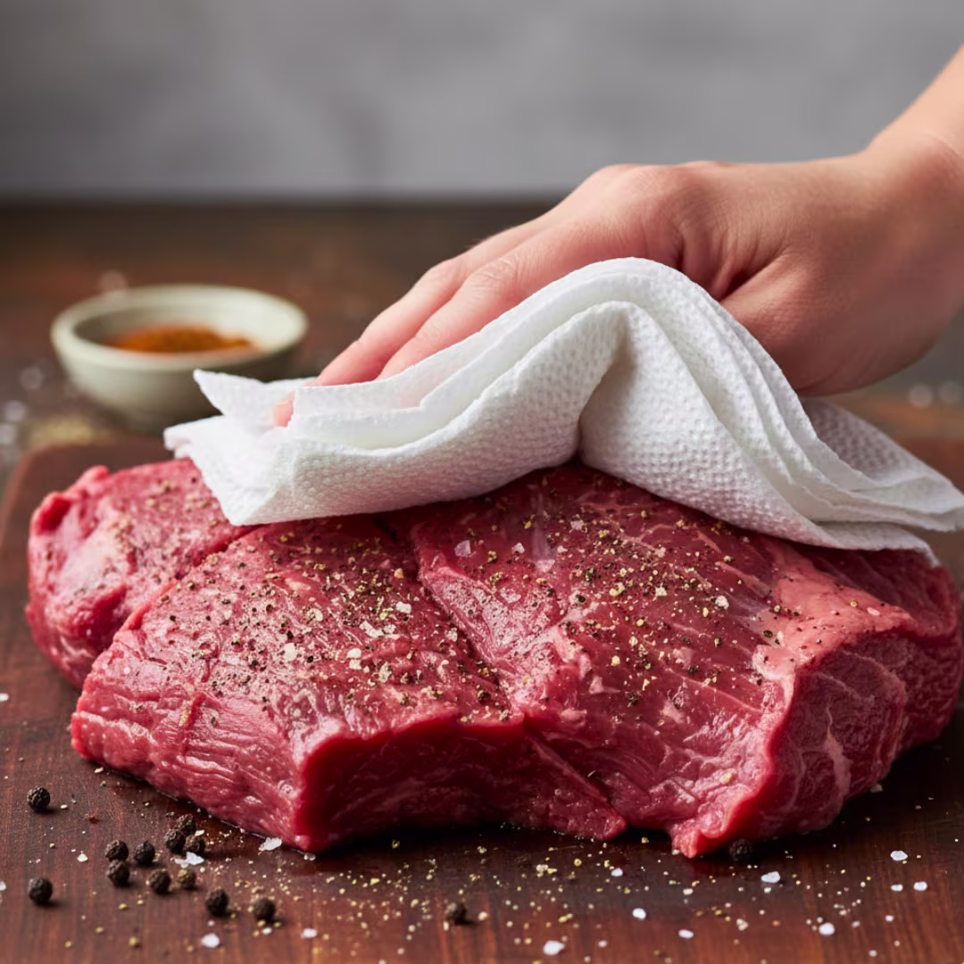 Drying and seasoning beef chuck for Beef Bourguignon