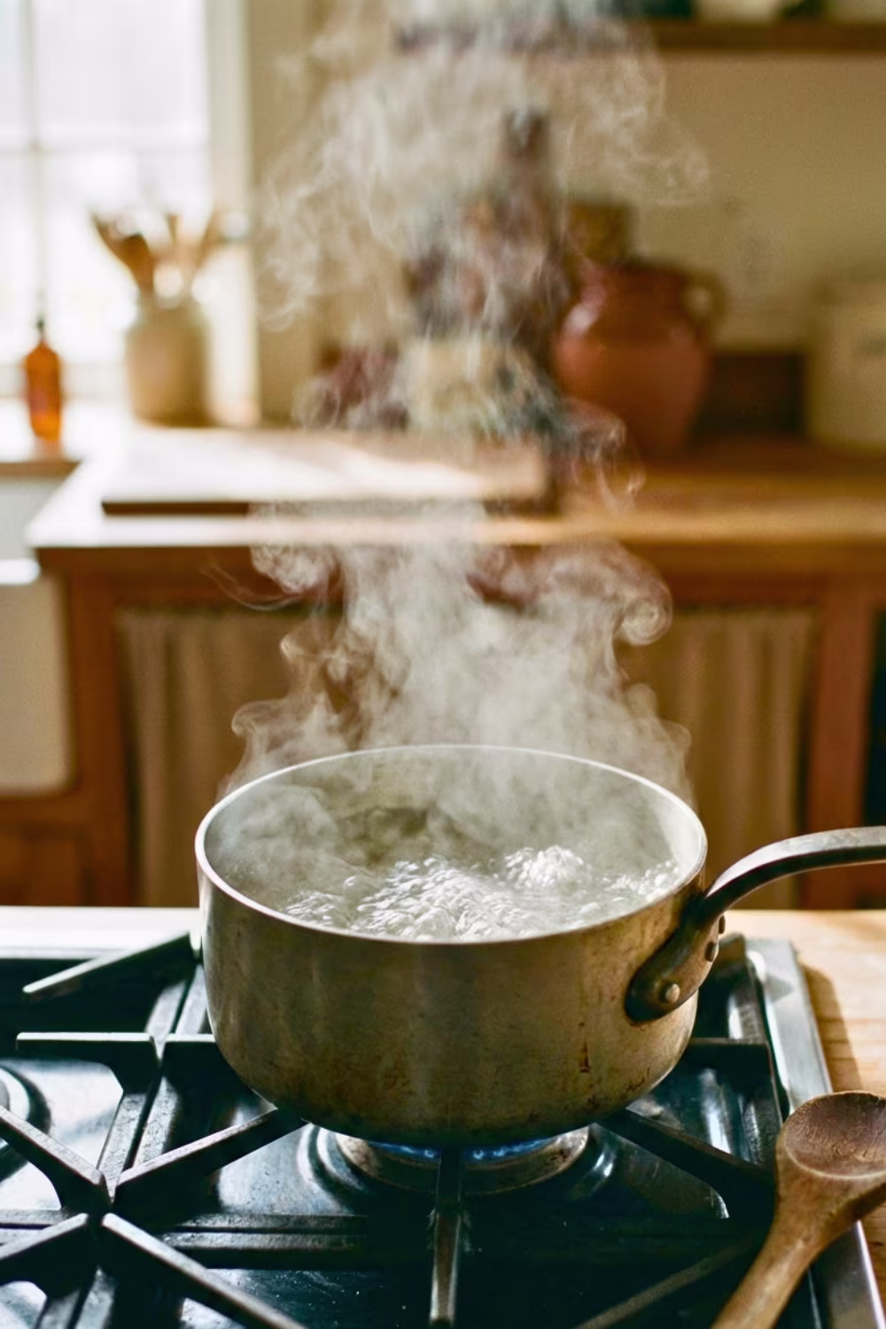 Boiling water in a saucepan for ugali