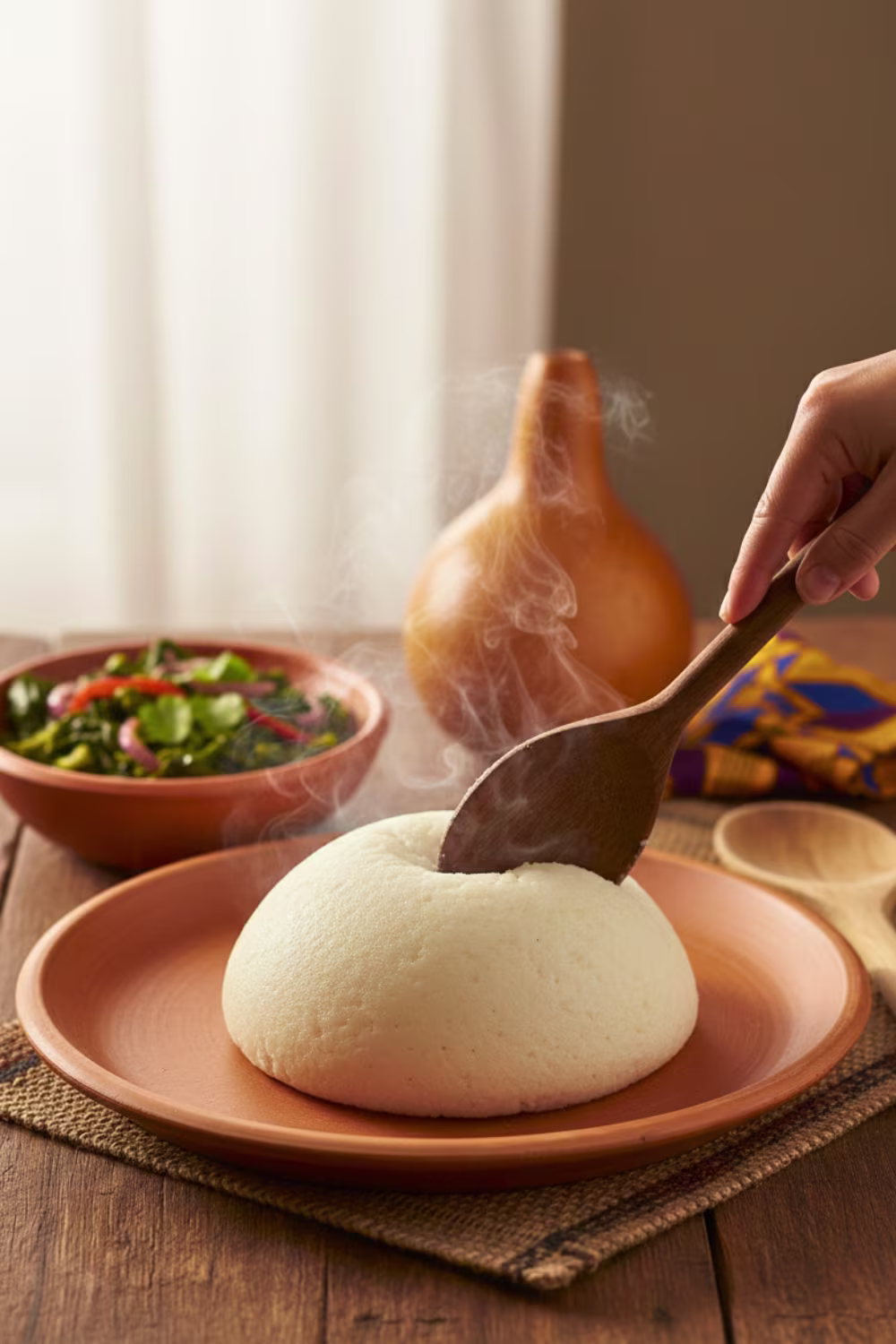 Shaped ugali served on a plate