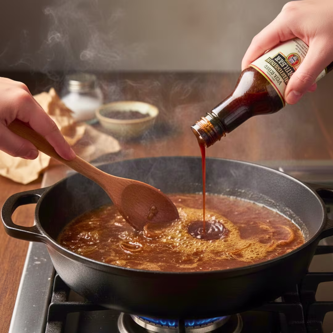 Deglazing pot with beef broth