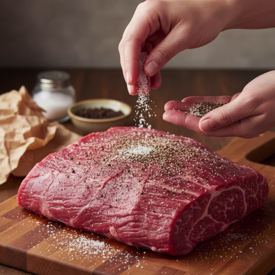 Seasoning beef chuck roast for pot roast