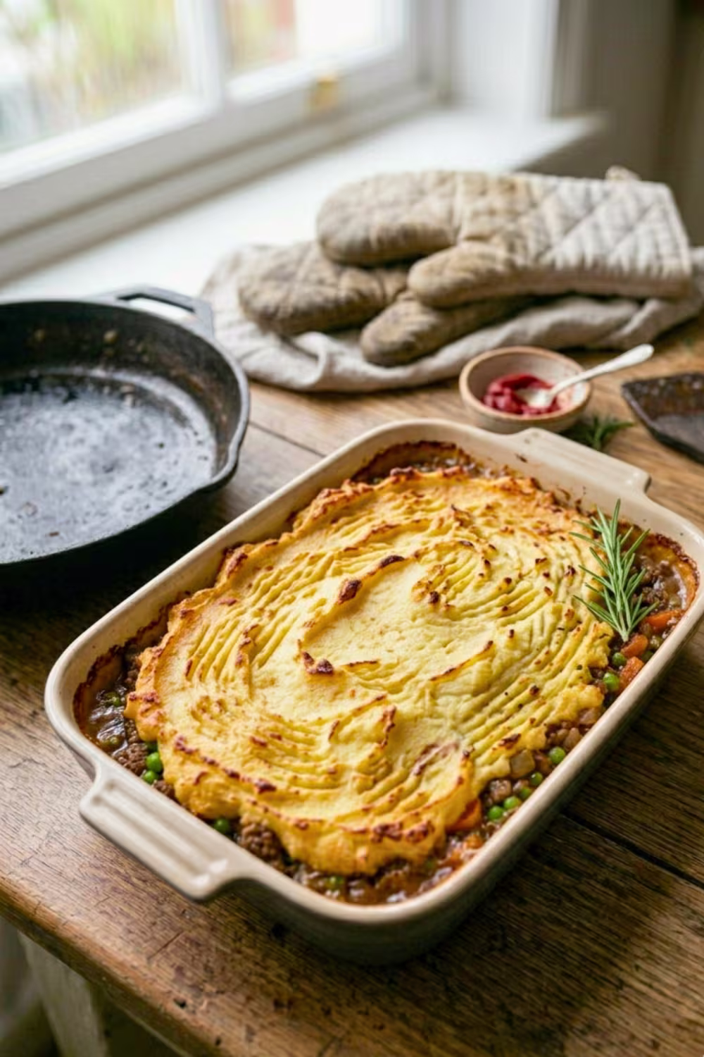 Baking shepherds pie until golden