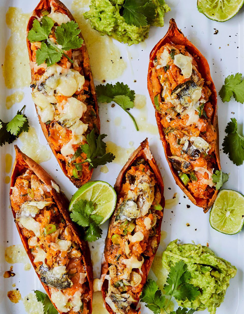Image for Loaded sweet potatoes with sardines and cheese