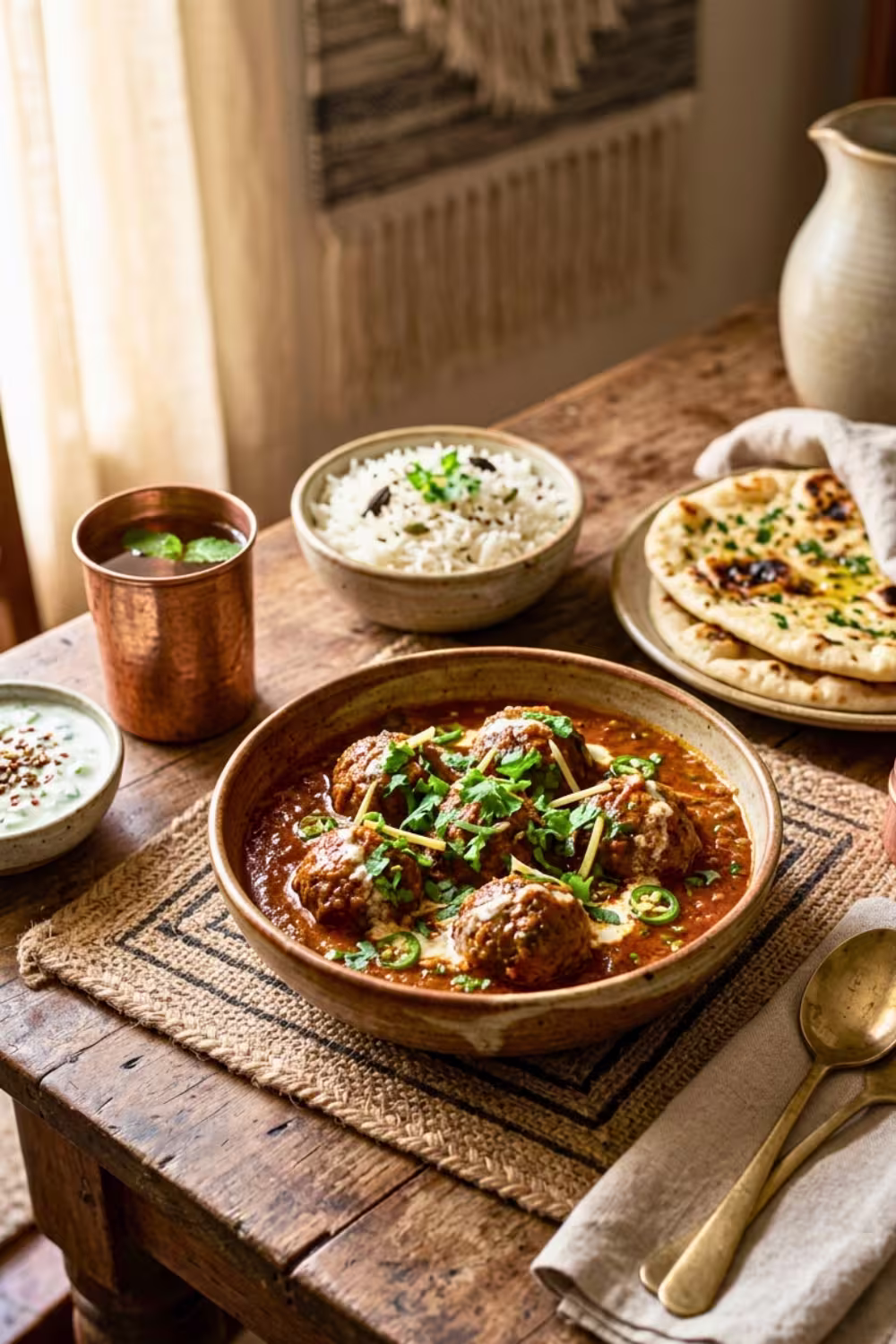 Grilled kofta kebab with spices and herbs