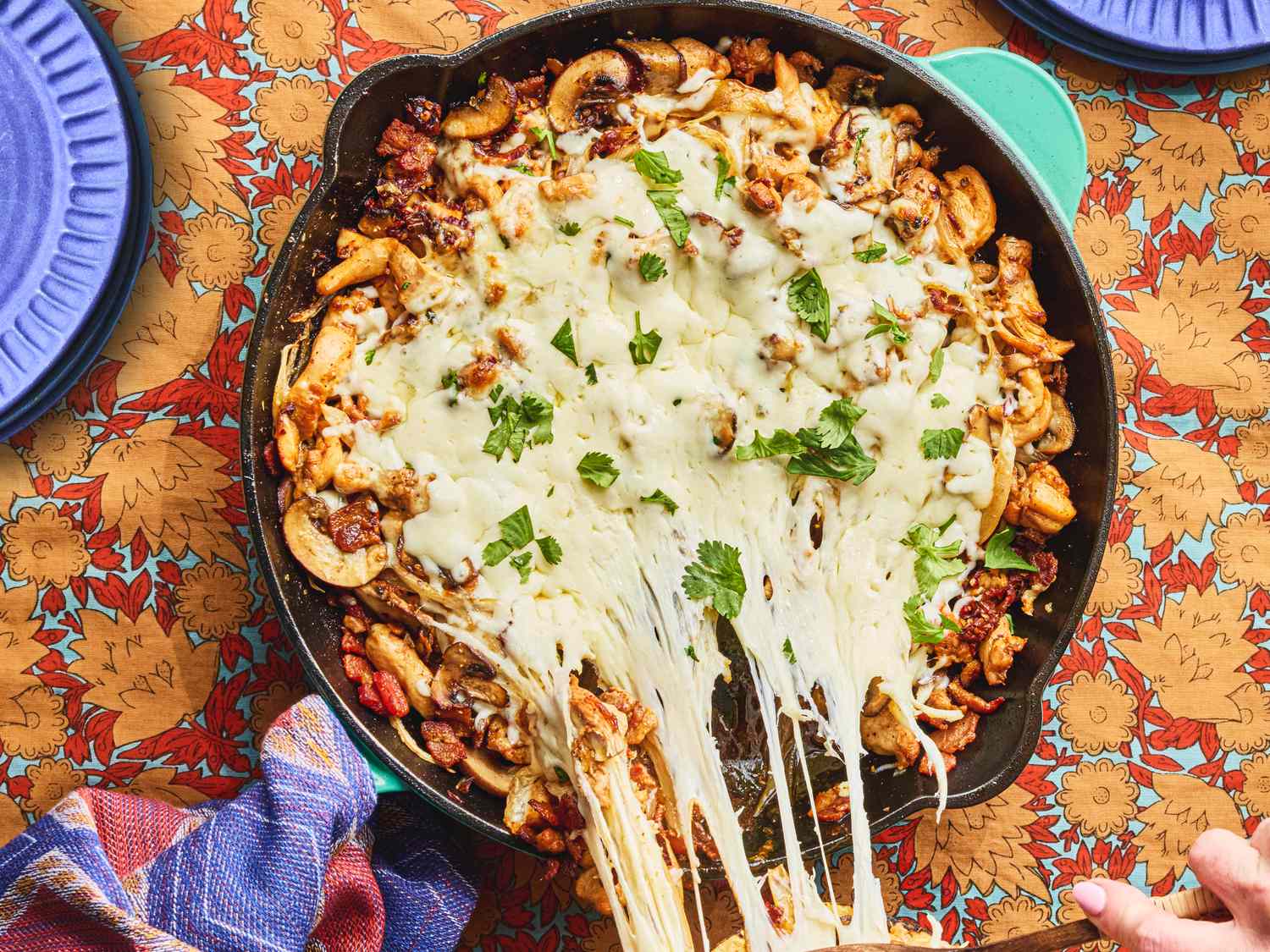 Image for Chicken Alambre (Mexican Chicken Skillet With Bacon, Vegetables, and Melted Cheese)