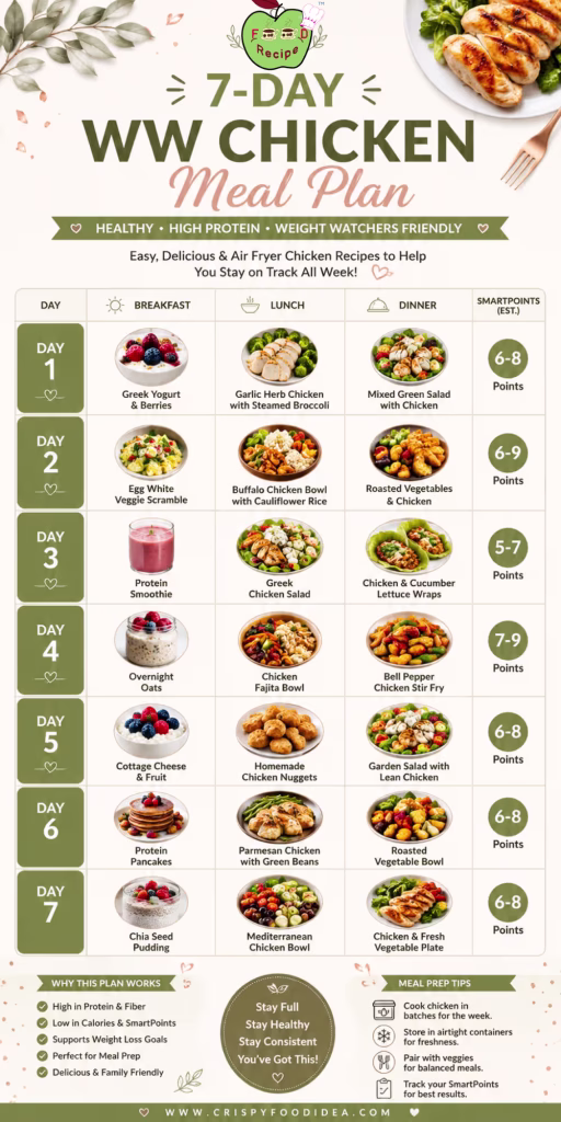 21 Awesome WW Air Fryer Chicken Recipes | Low Point, High Protein & Easy Weight Loss Meals 47 7 day WW Air Fryer Chicken Recipes Meal Plan