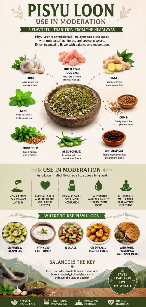 Balanced use of Pisyu Loon as a flavorful Himalayan seasoning