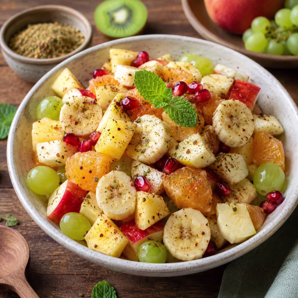 Fresh fruit salad sprinkled with Pisyu Loon