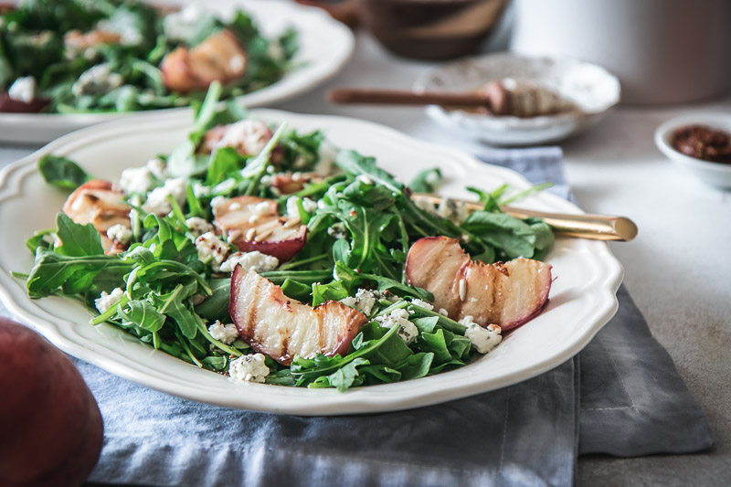 Image for Grilled Peach Salad with Goat Cheese and Honey