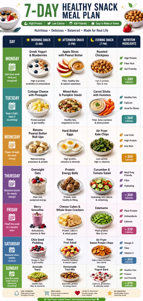 7 day healthy snack recipes meal plan