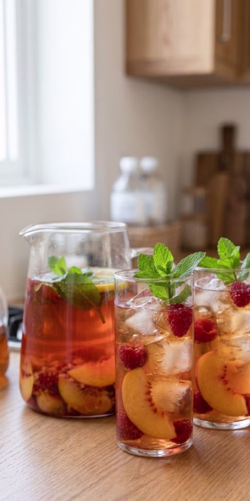 Best Peach Raspberry Fruit Infused Iced Tea | Refreshing Summer Drink That's Naturally Sweet & Easy 16 Peach Raspberry Fruit Infused Iced Tea