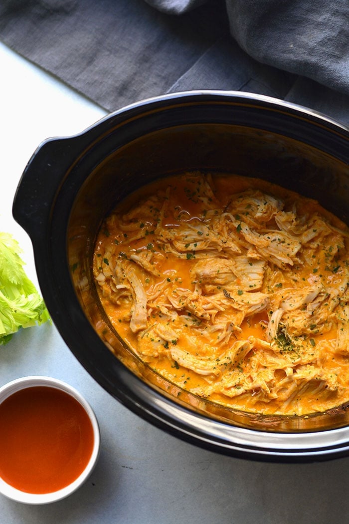 Healthy Crockpot Buffalo Chicken