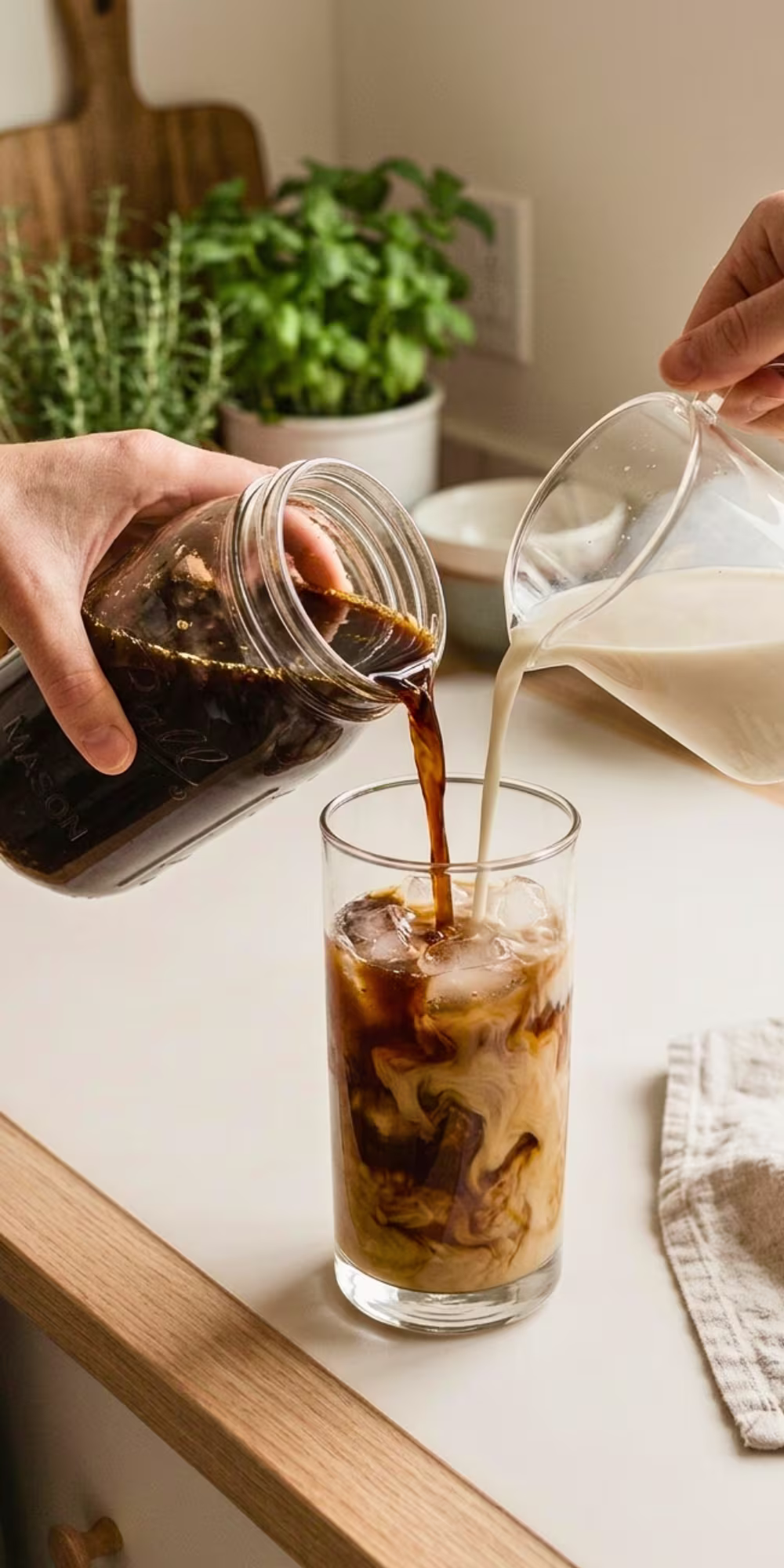 Serving classic cold brew concentrate over ice
