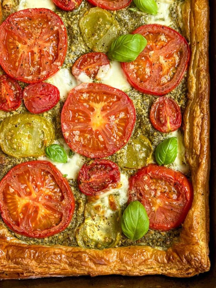 Easy Tomato Pesto Tart With Puff Pastry