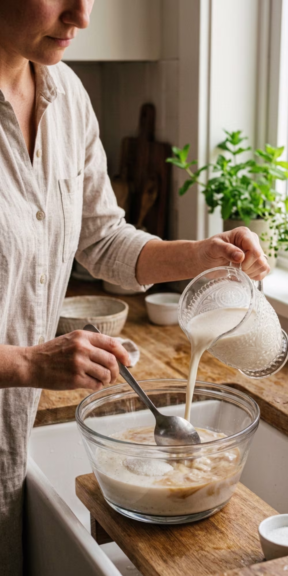 Adding sugar and vanilla to homemade horchata