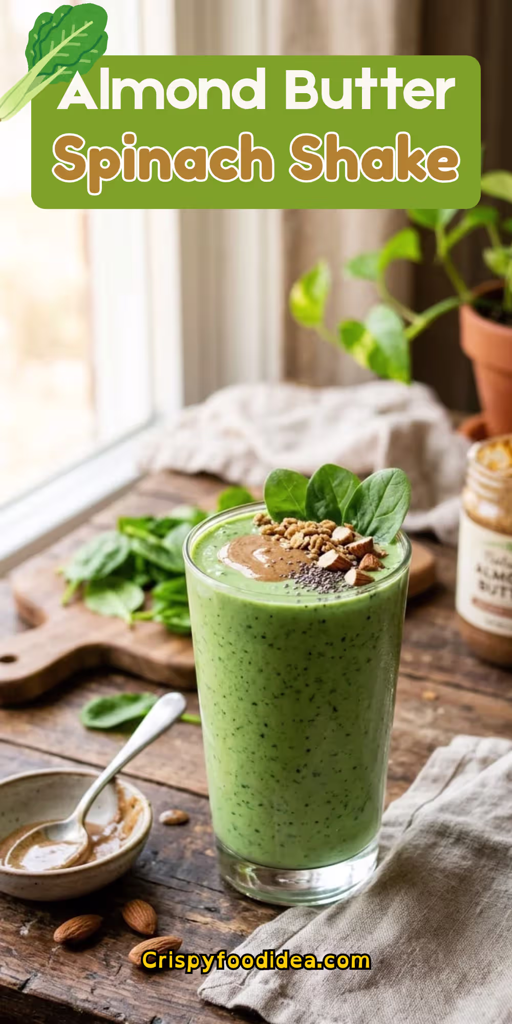 Creamy Almond butter spinach shake