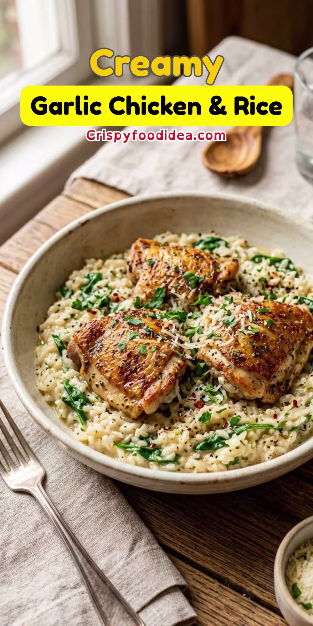 Creamy garlic chicken and rice