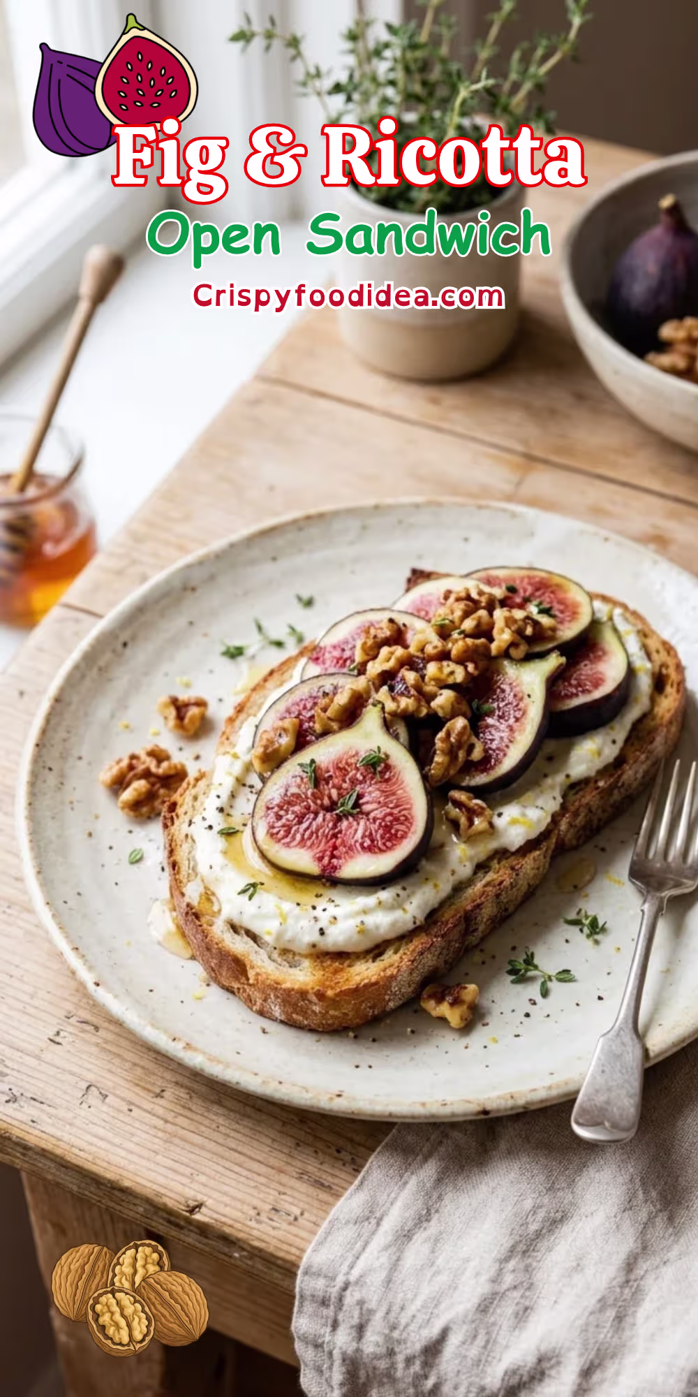 Fig ricotta walnut sandwich