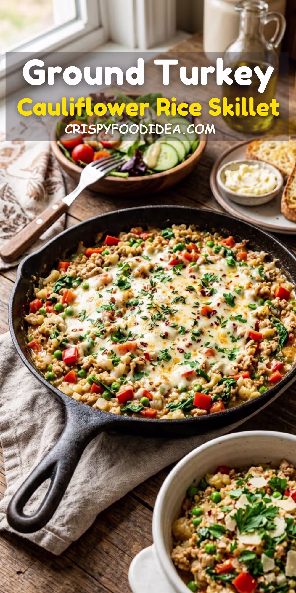 Ground Turkey Cauliflower Rice Skillet