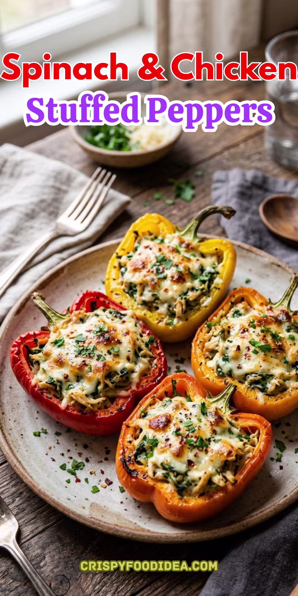 Spinach Chicken stuffed peppers