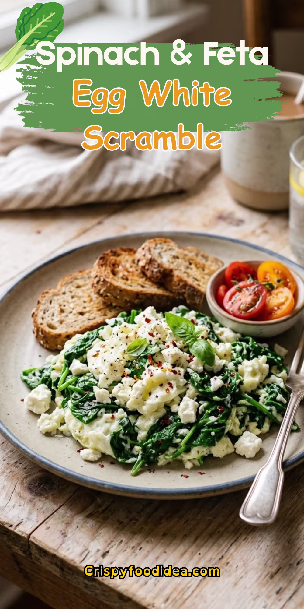Spinach feta egg white scramble